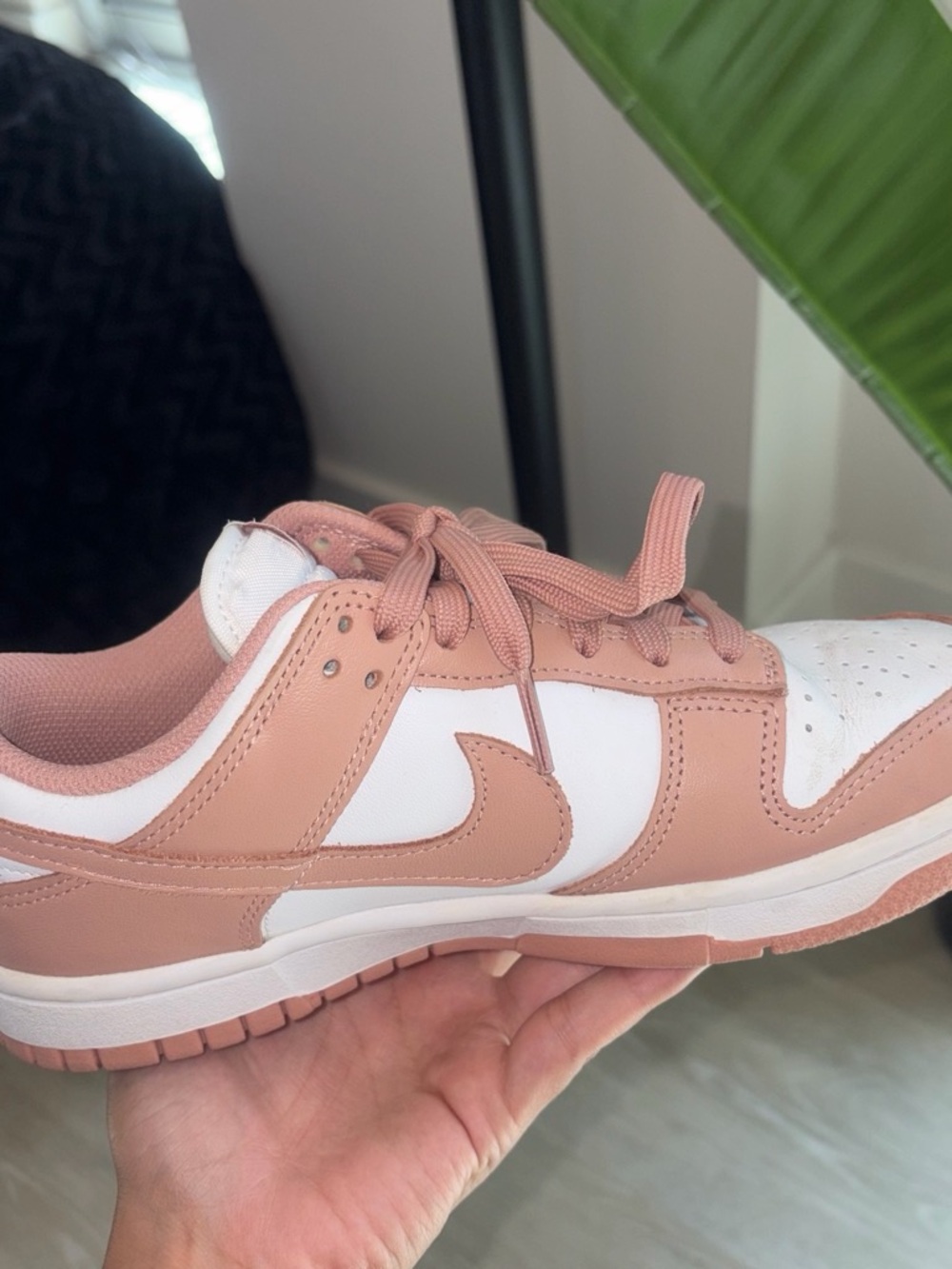 Nike Women’s Pink and White Dunks